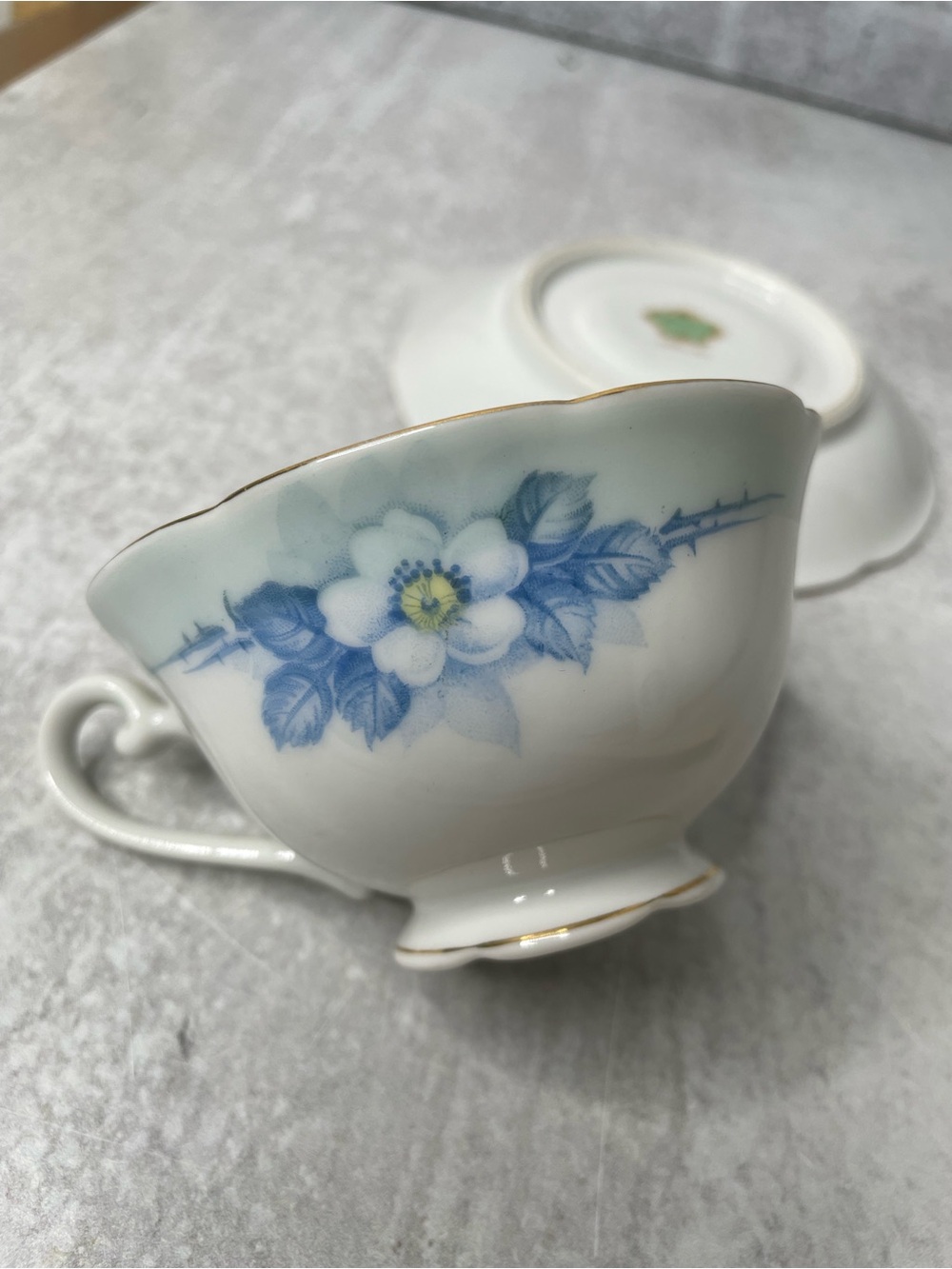 Vintage Spoto China Blue Floral Teacup & Saucer Set Made in Occupied Japan - Picture 4 of 8